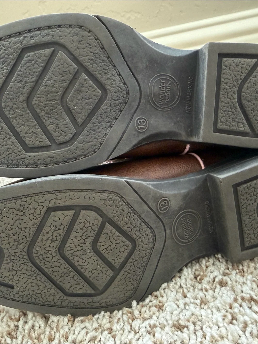 wonder nation Brown Cowboy Boots with Pink Trim
